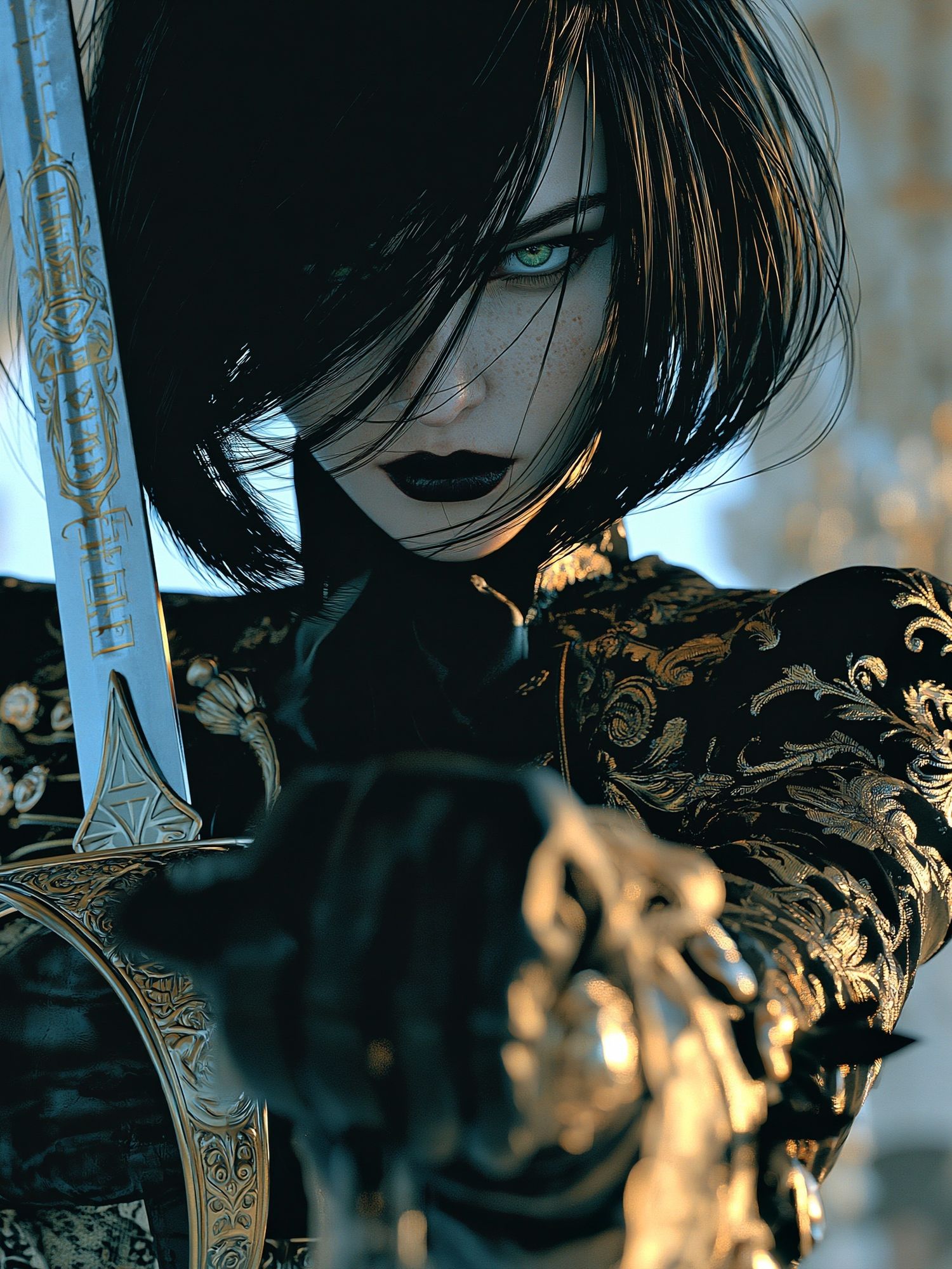 Dark Fantasy Warrior Portrait Poster. poster detail