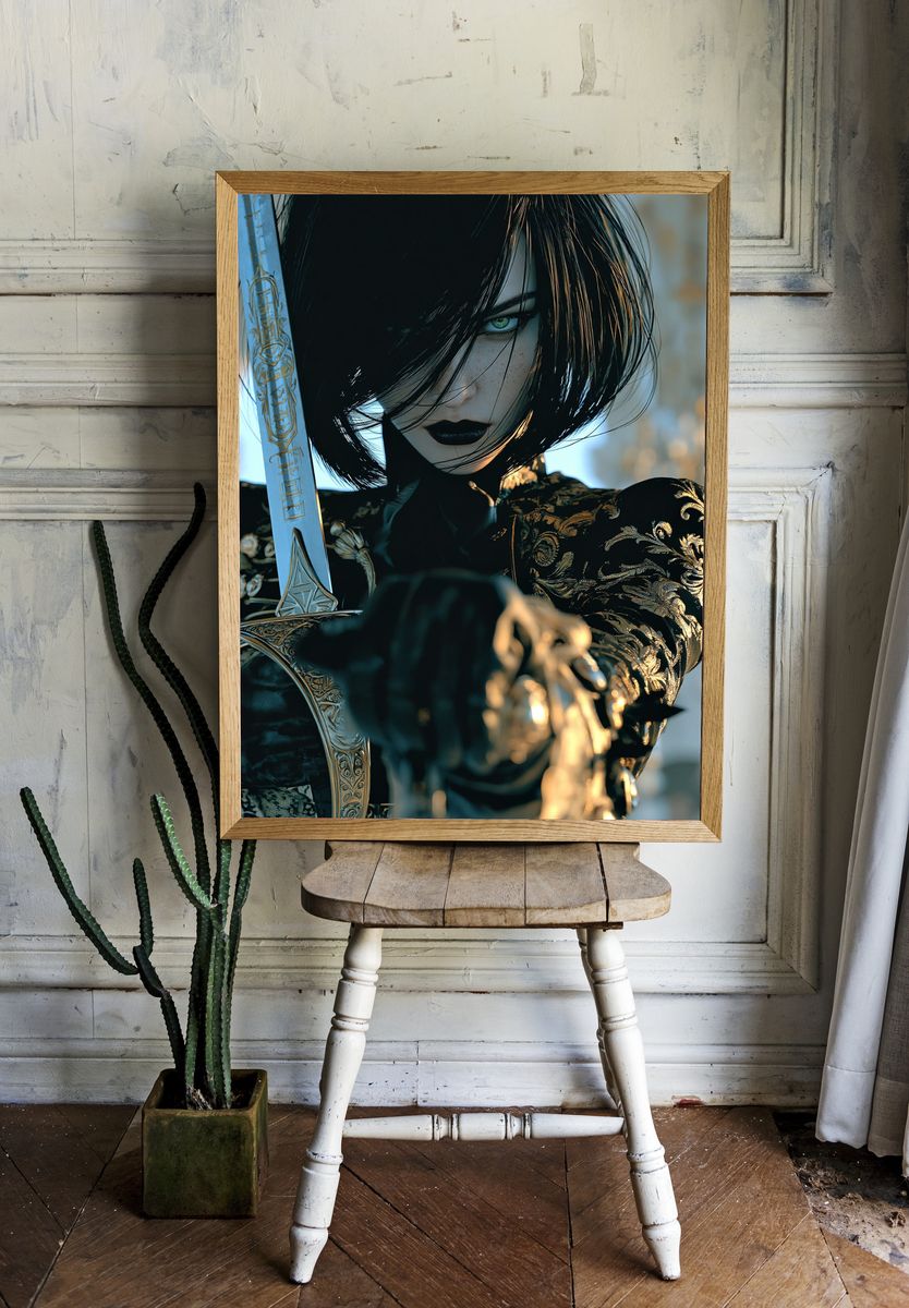 Dark Fantasy Warrior Portrait Poster. — room view 1