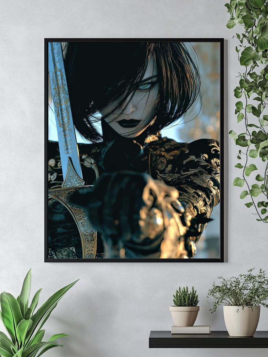 Dark Fantasy Warrior Portrait Poster. — room view 4