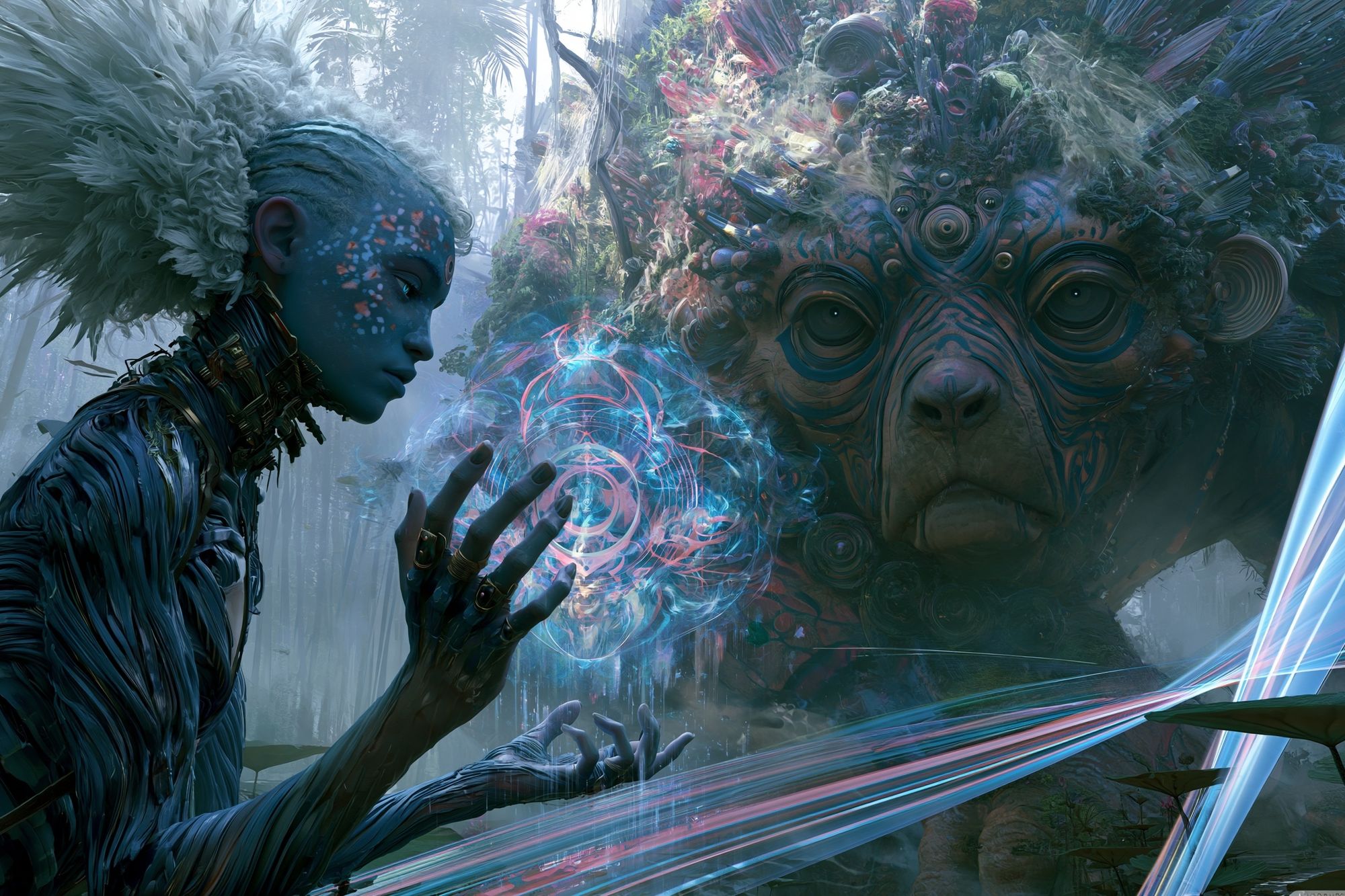 Mystic Forest Shaman Digital Art Poster. poster — illustration art