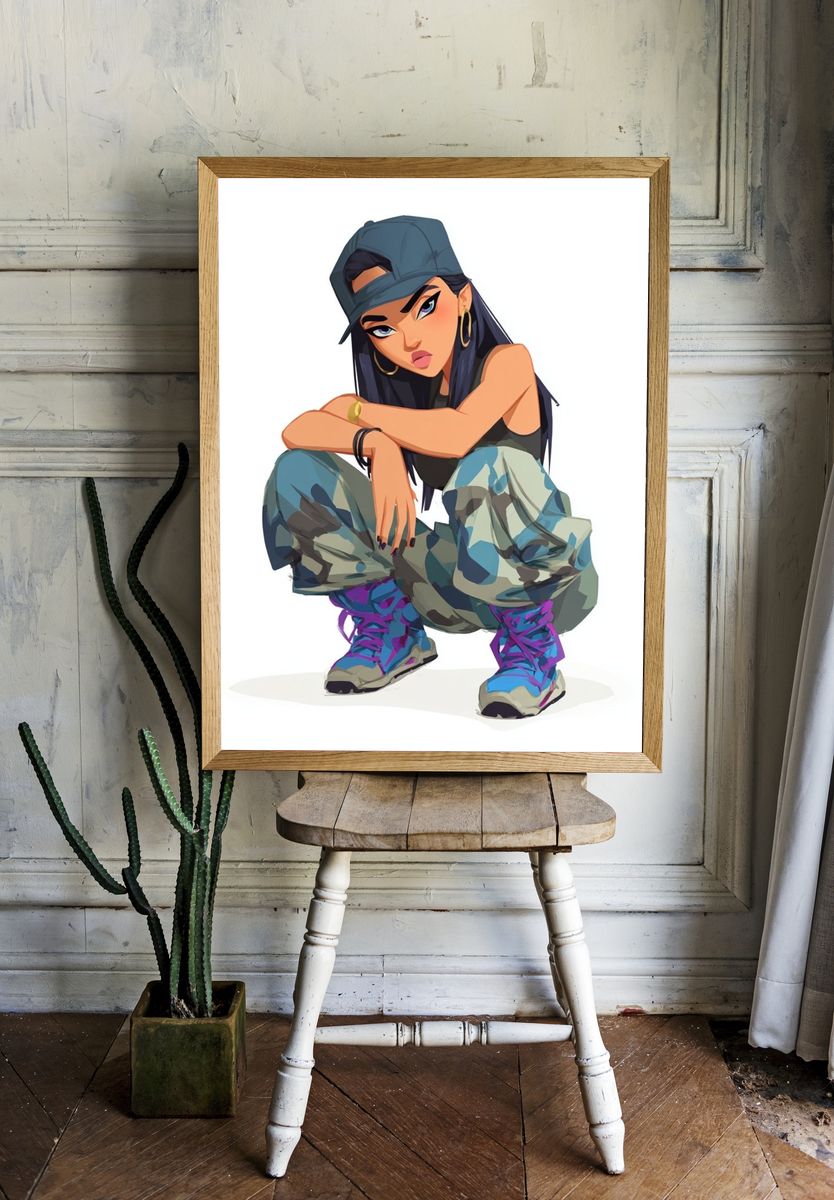 Streetwear Girl Illustration Poster. room preview