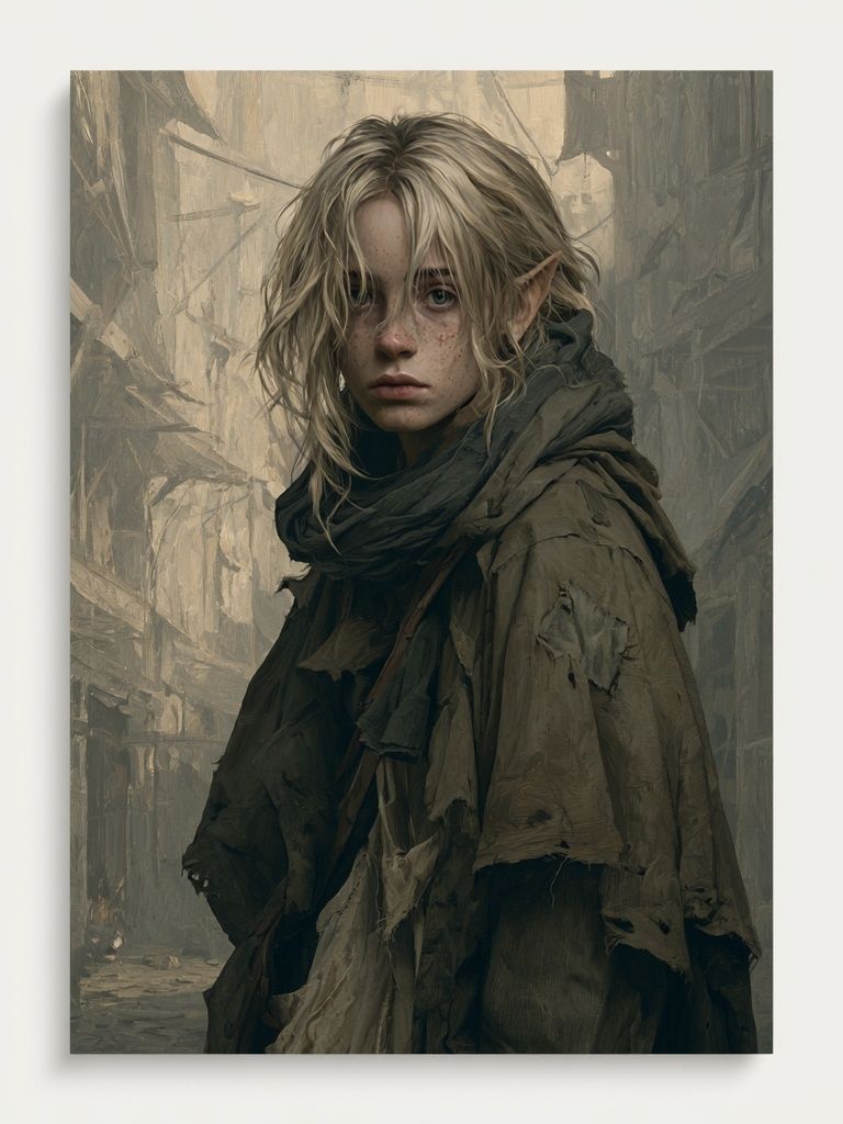Elven Wanderer Fantasy Portrait Print. poster detail