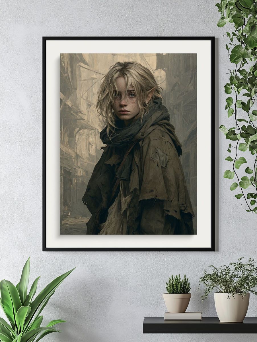 Elven Wanderer Fantasy Portrait Print. — room view 4