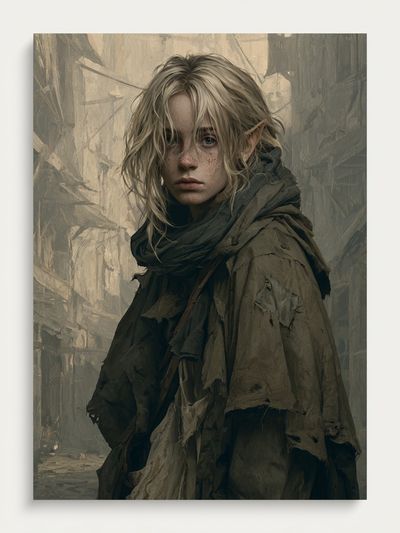 Elven Wanderer Fantasy Portrait Print. poster