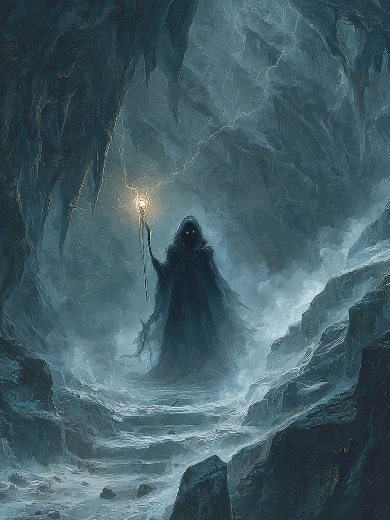 Mystic Cave Wanderer Fantasy Poster. poster — illustration art