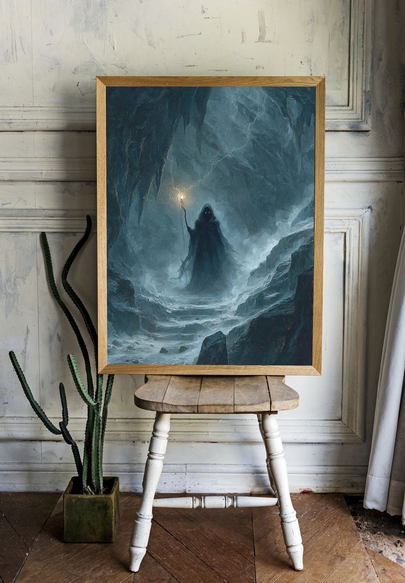 Mystic Cave Wanderer Fantasy Poster. room preview