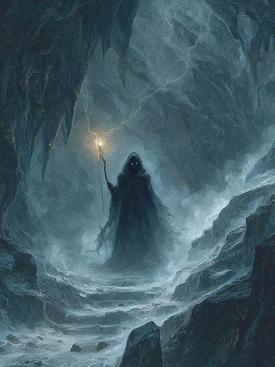 Mystic Cave Wanderer Fantasy Poster.