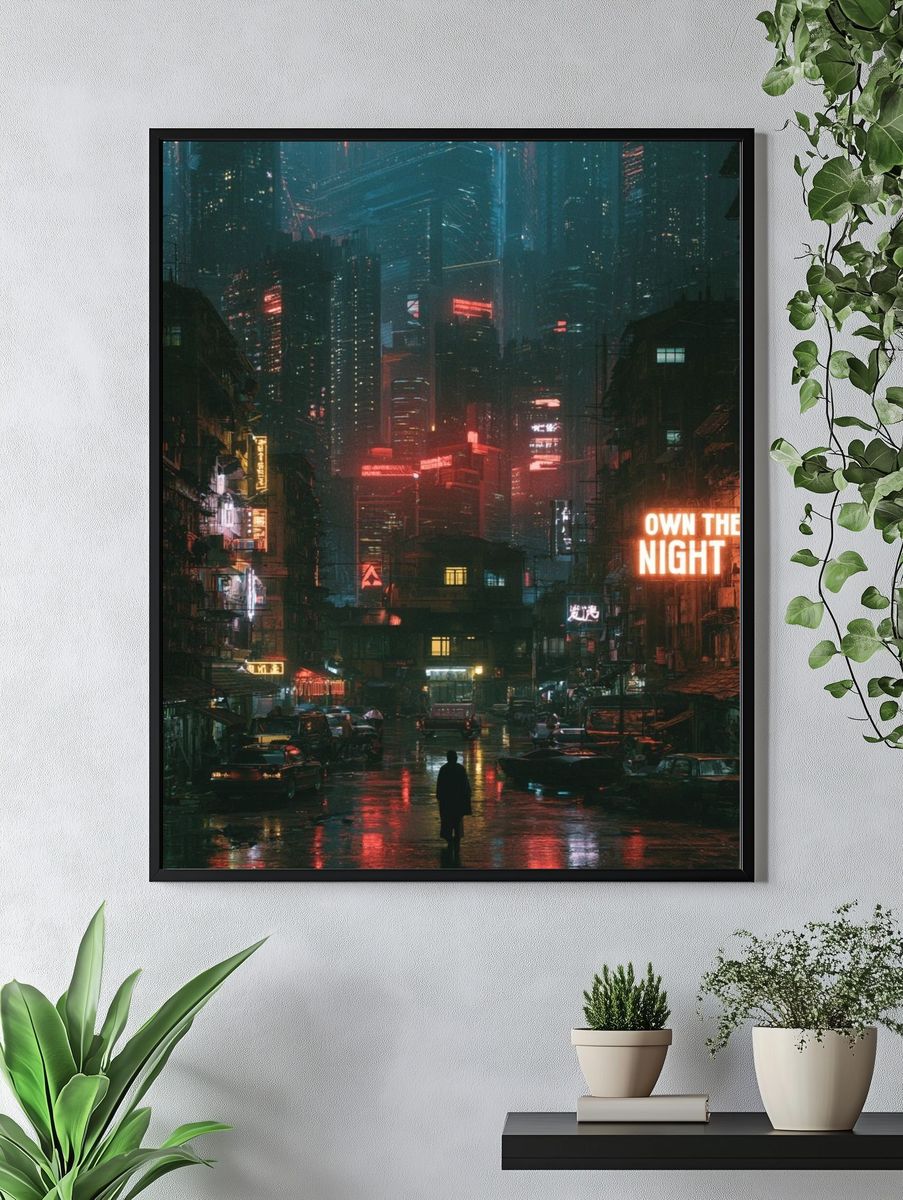 Neon City Nightscape Poster. — room view 4