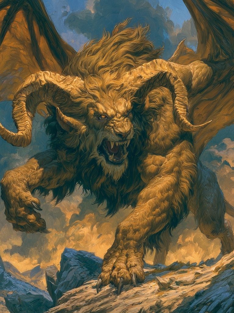 Rampaging Lion Dragon Illustration Poster. poster detail