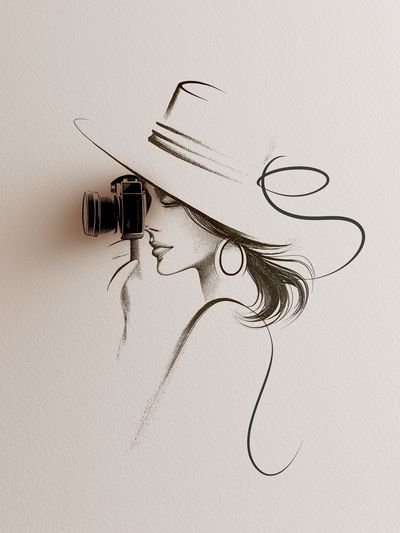 Elegant Woman with Camera Print. poster