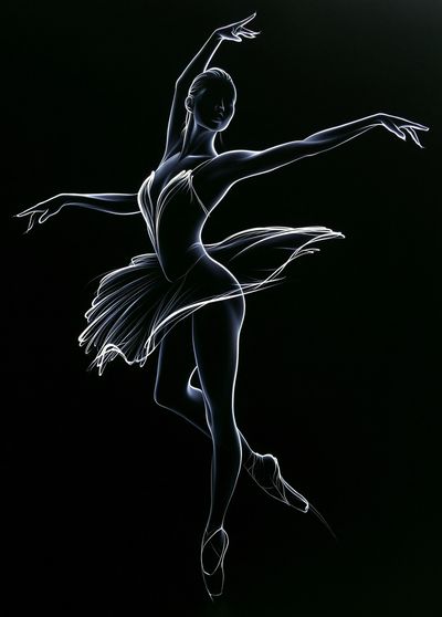 Neon Ballerina Line Art Print. poster