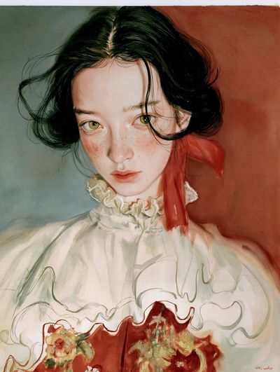 Dreamy Portrait Watercolor Print. poster