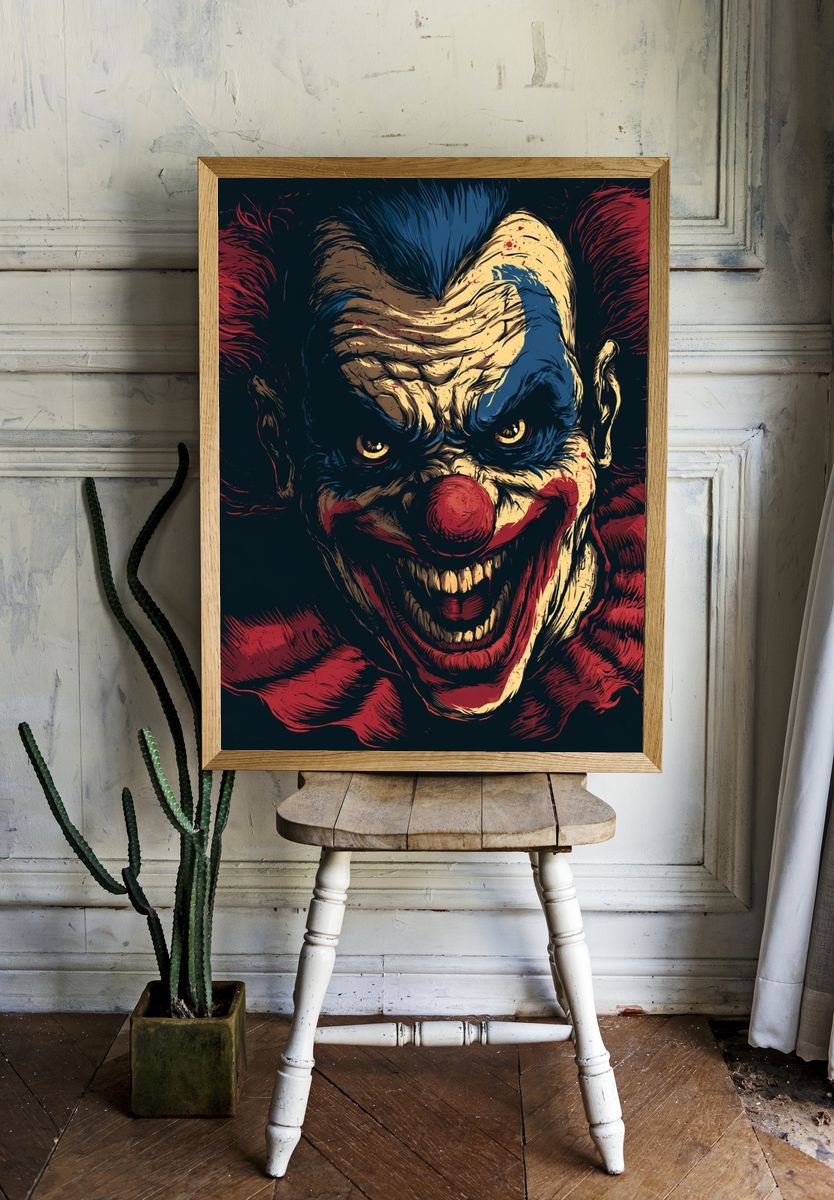 Sinister Clown Portrait Print. — room view 1