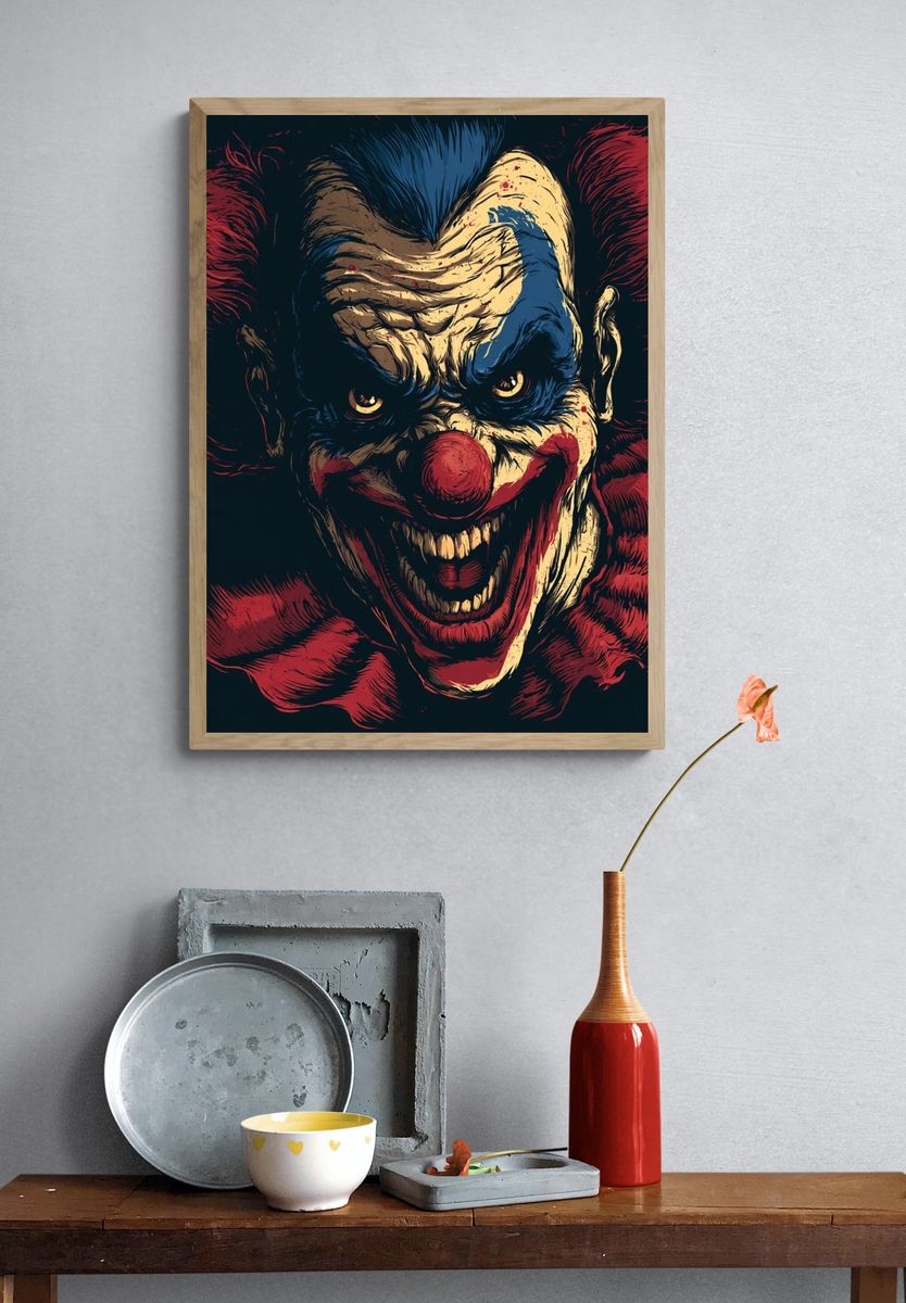 Sinister Clown Portrait Print. — room view 3