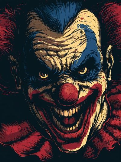 Sinister Clown Portrait Print. poster print