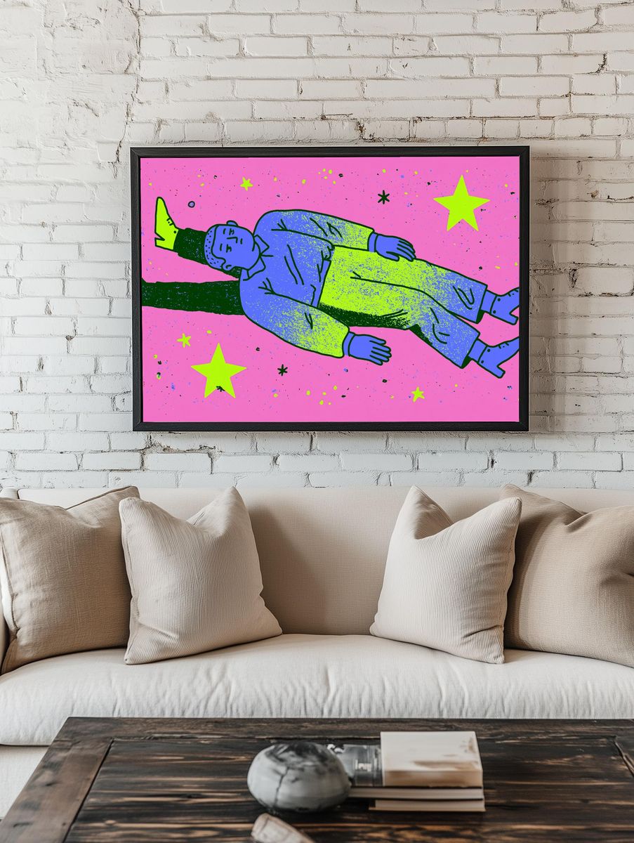 Floating Dream Figure Illustration Poster. room preview