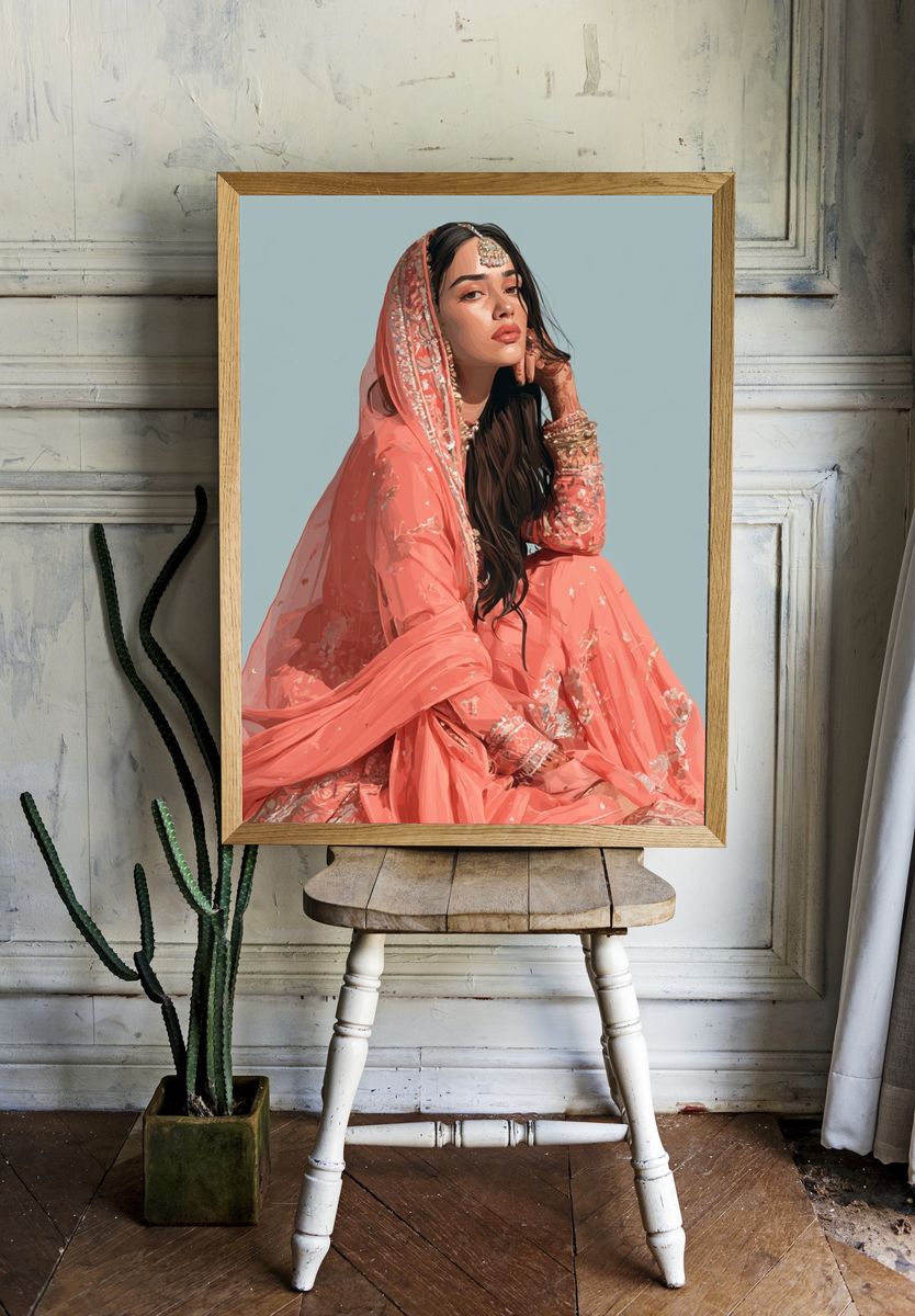 Elegant South Asian Portrait Print. — room view 1