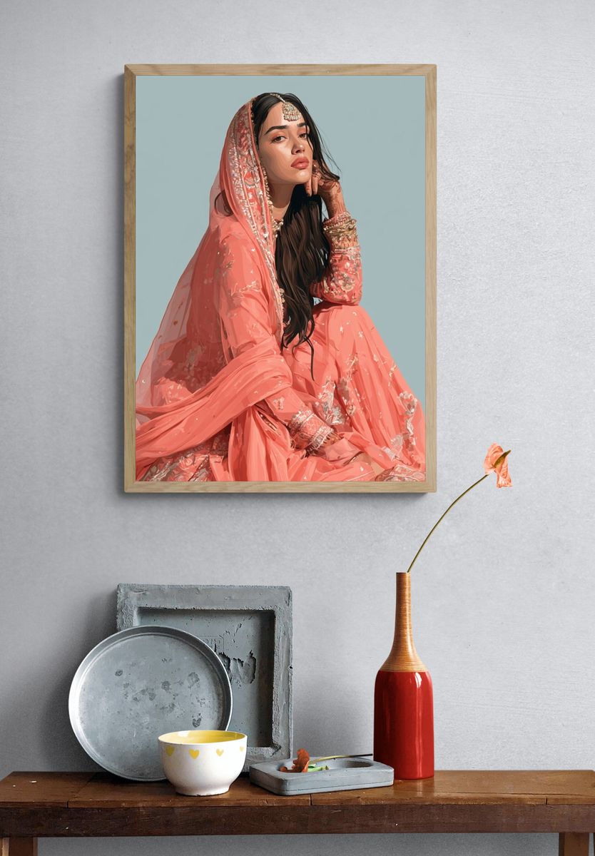 Elegant South Asian Portrait Print. — room view 3