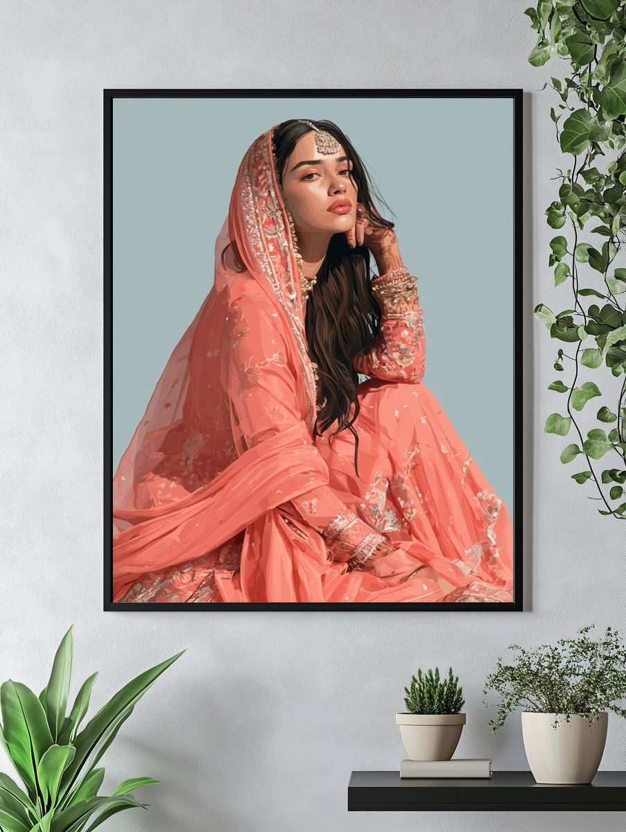 Elegant South Asian Portrait Print. — room view 4