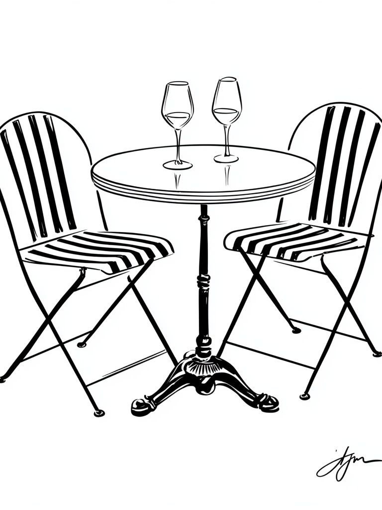 Bistro Table Sketch Poster. poster detail