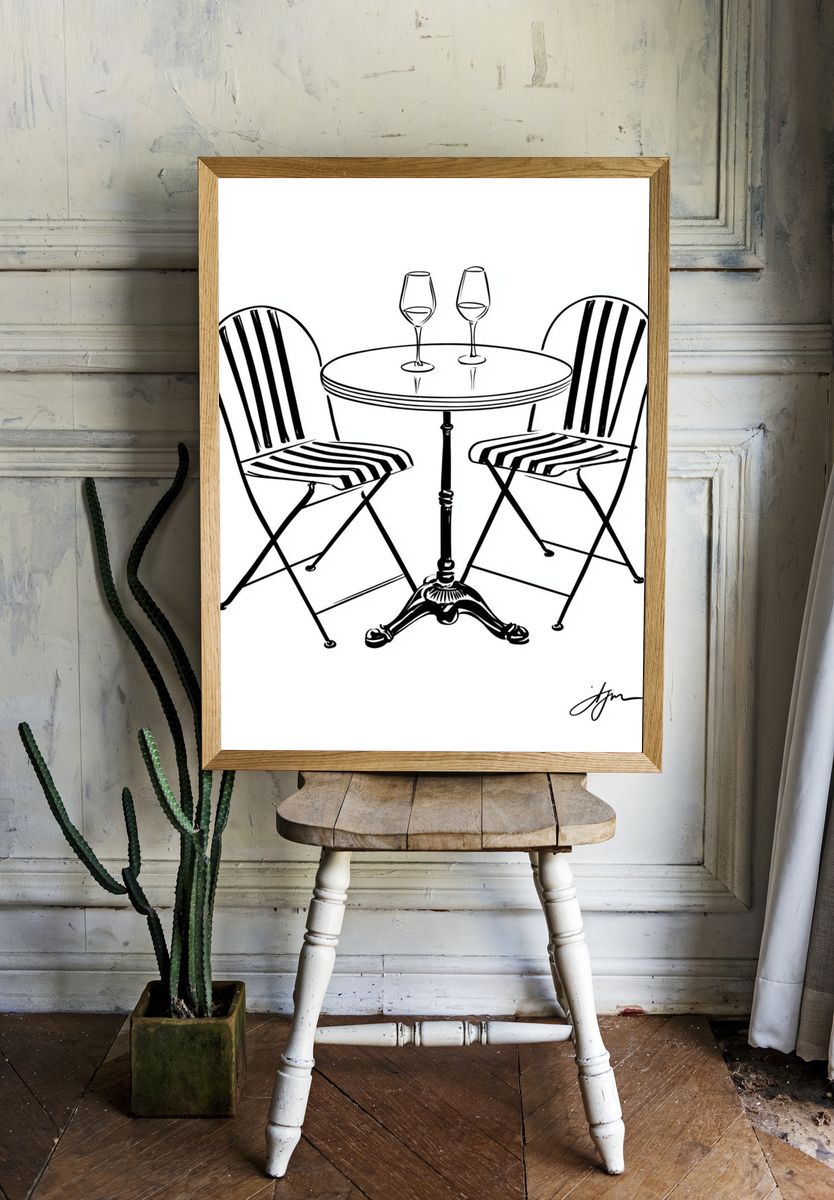 Bistro Table Sketch Poster. — room view 1