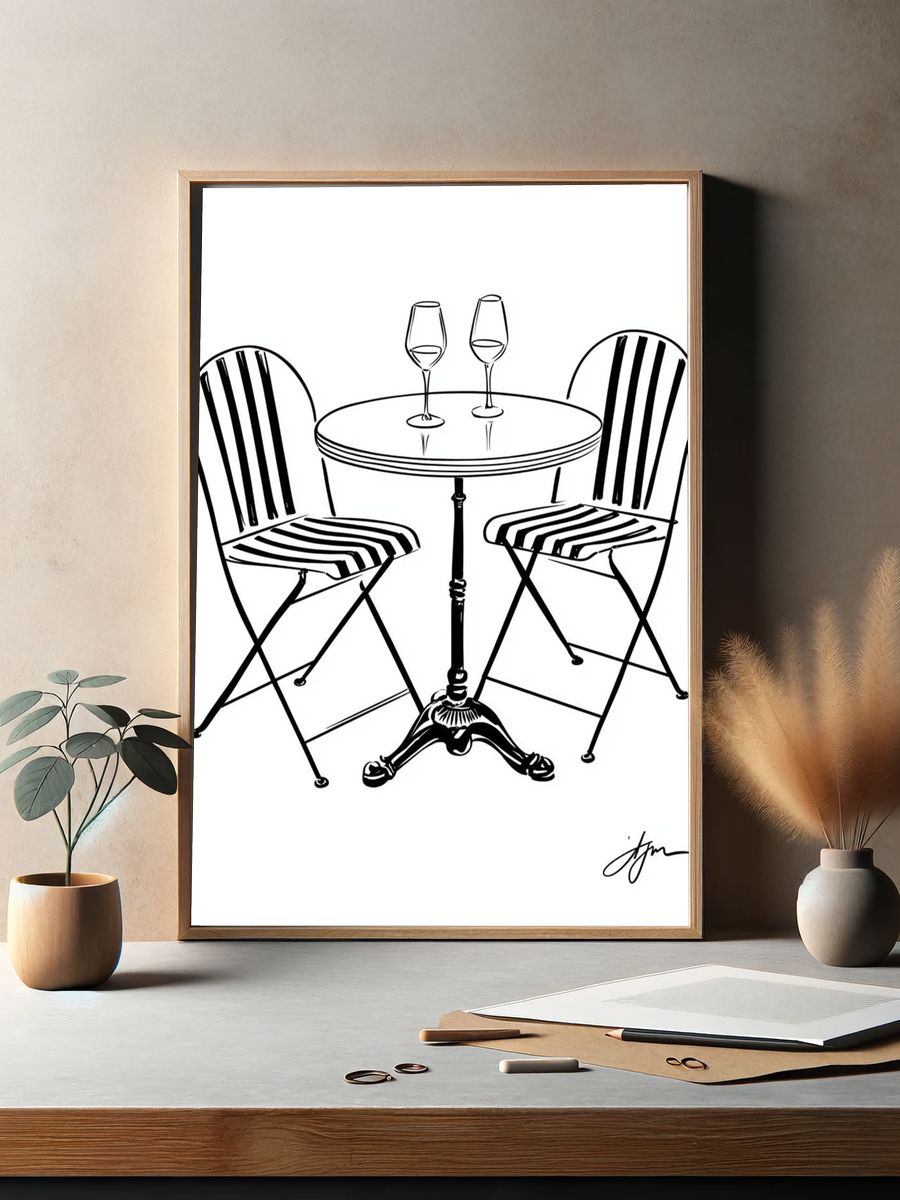 Bistro Table Sketch Poster. — room view 2