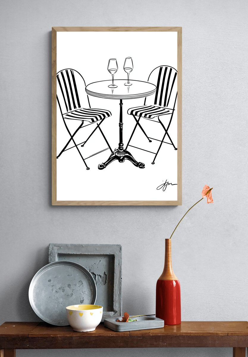 Bistro Table Sketch Poster. — room view 3