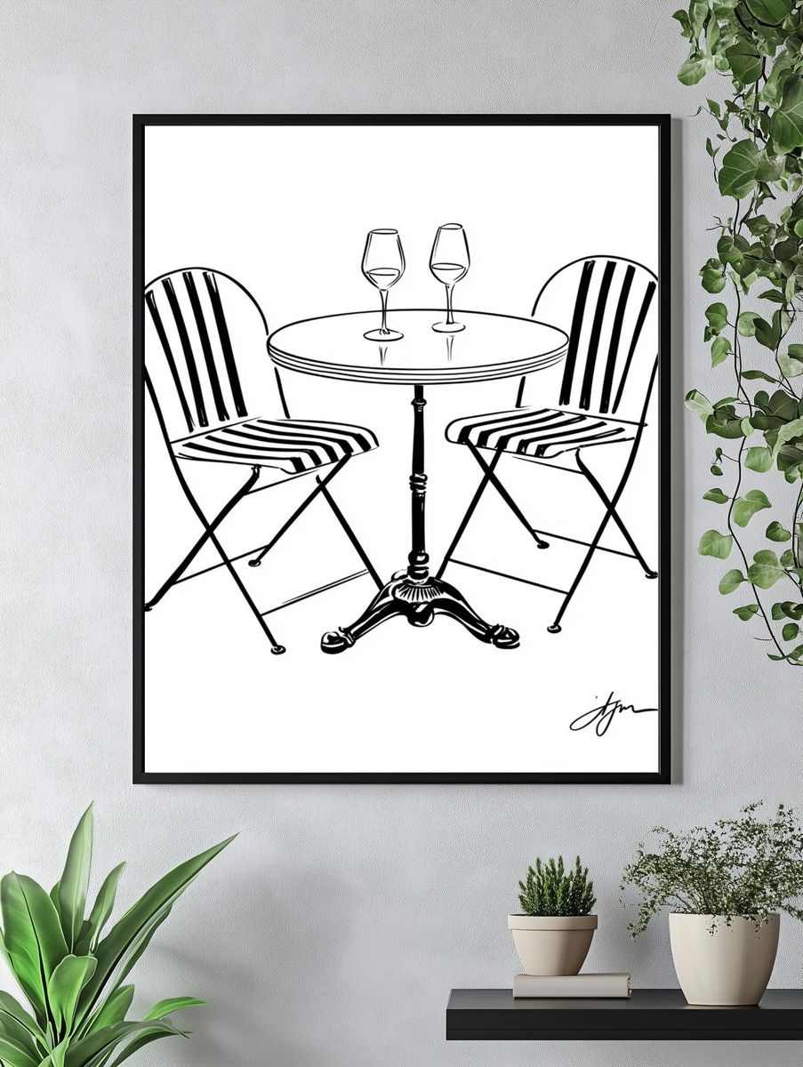 Bistro Table Sketch Poster. — room view 4