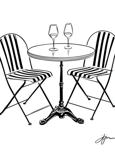 Bistro Table Sketch Poster. poster