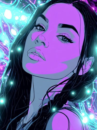 Neon Portrait Digital Art Poster. poster print