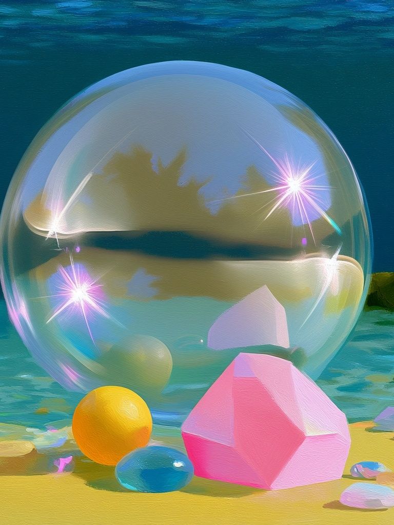 Dreamy Crystal Beach Illustration Print. poster — illustration art