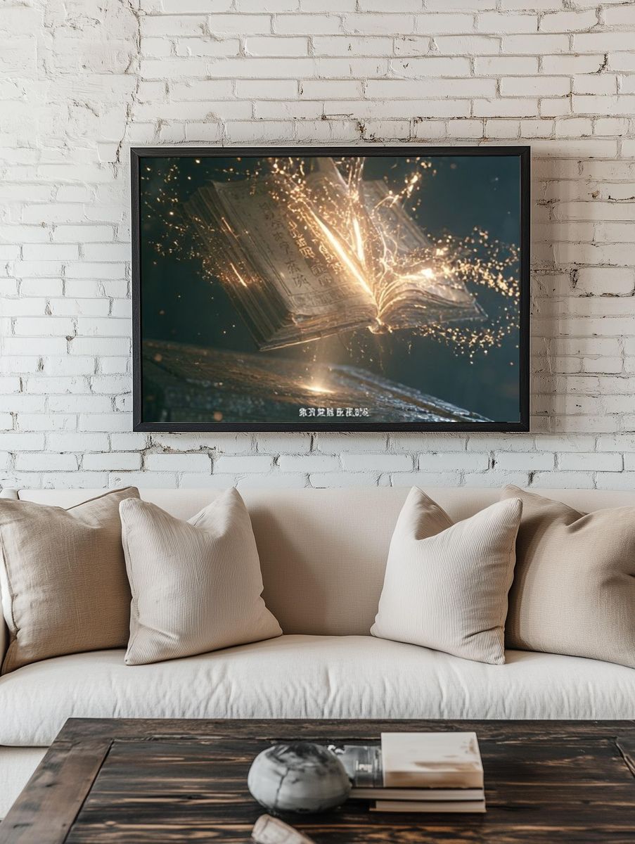 Enchanted Floating Book Poster. room preview