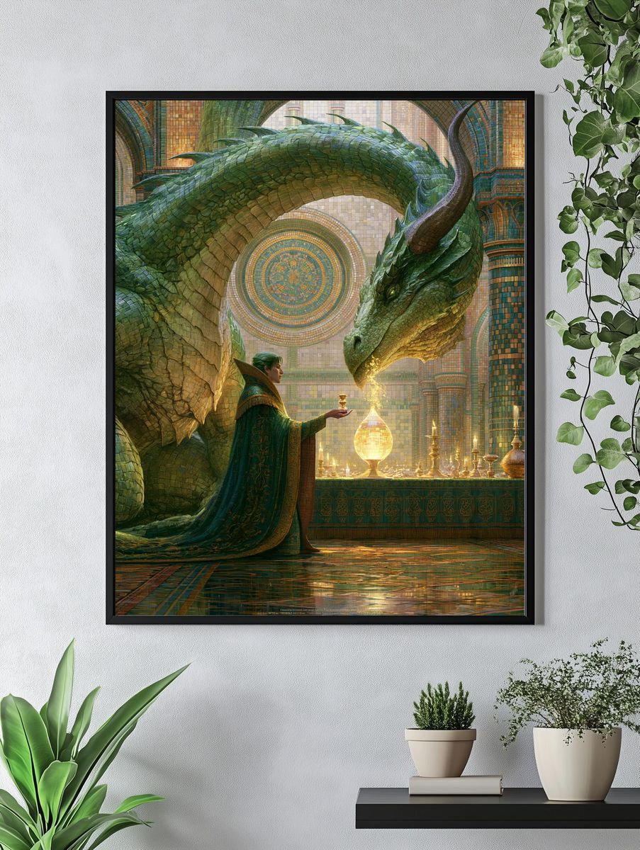 Dragon Temple Ritual Illustration Poster. — room view 4
