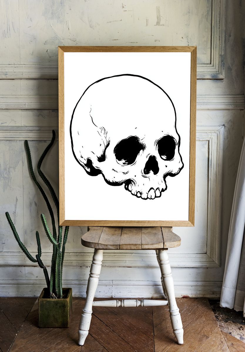 Skull Ink Illustration Poster. room preview
