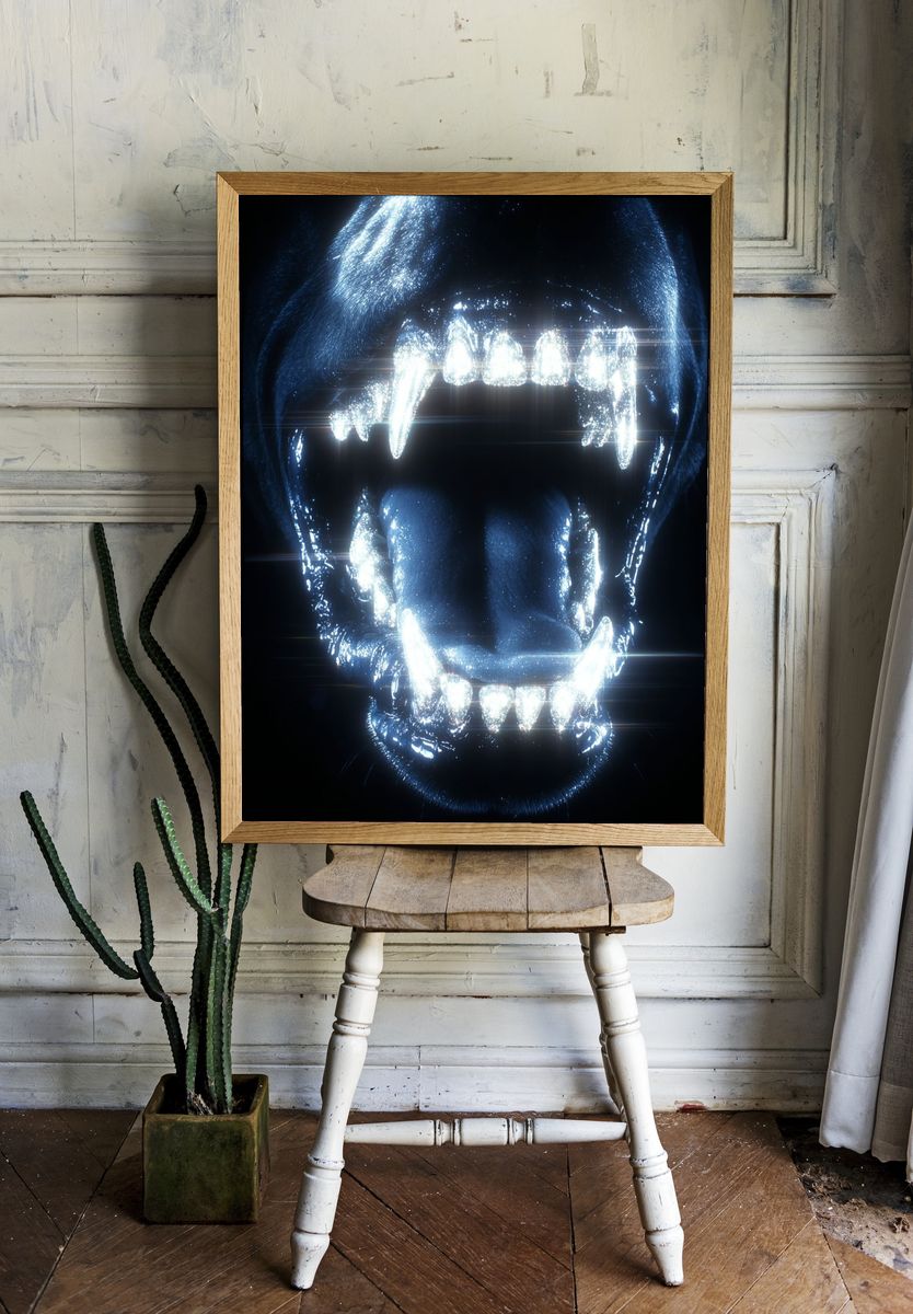 Glowing Panther Roar Illustration Poster. — room view 1