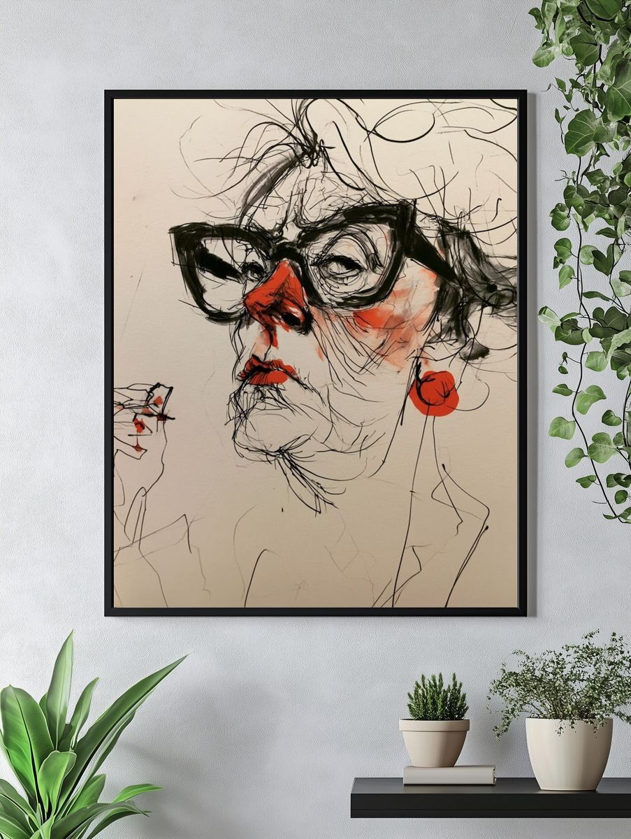Woman with Glasses Illustration Poster. — room view 4