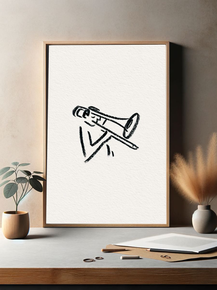 Trumpet Line Art Poster. — room view 2