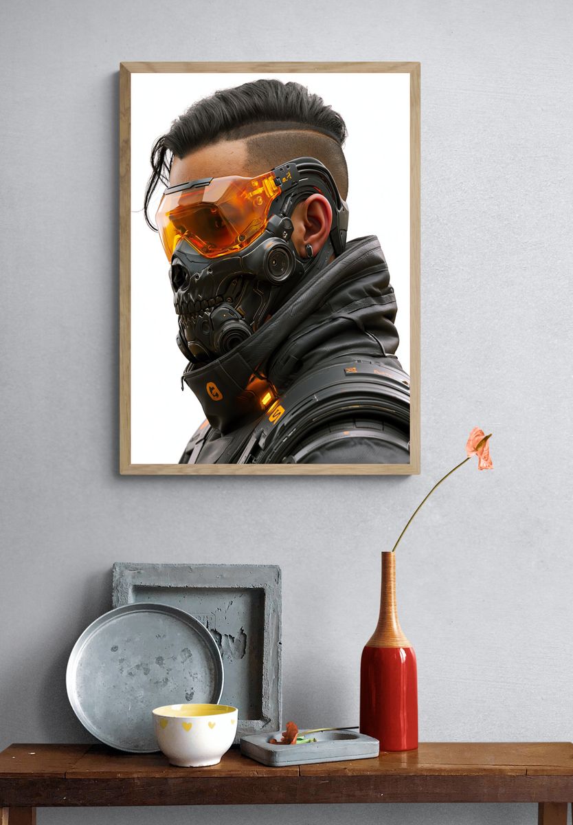 Cyberpunk Mask Portrait Poster. — room view 3