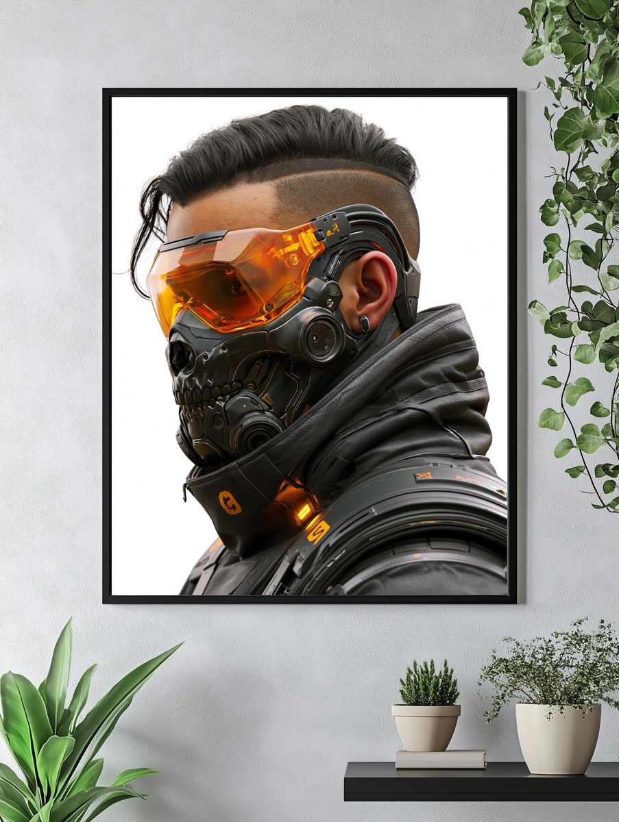 Cyberpunk Mask Portrait Poster. — room view 4