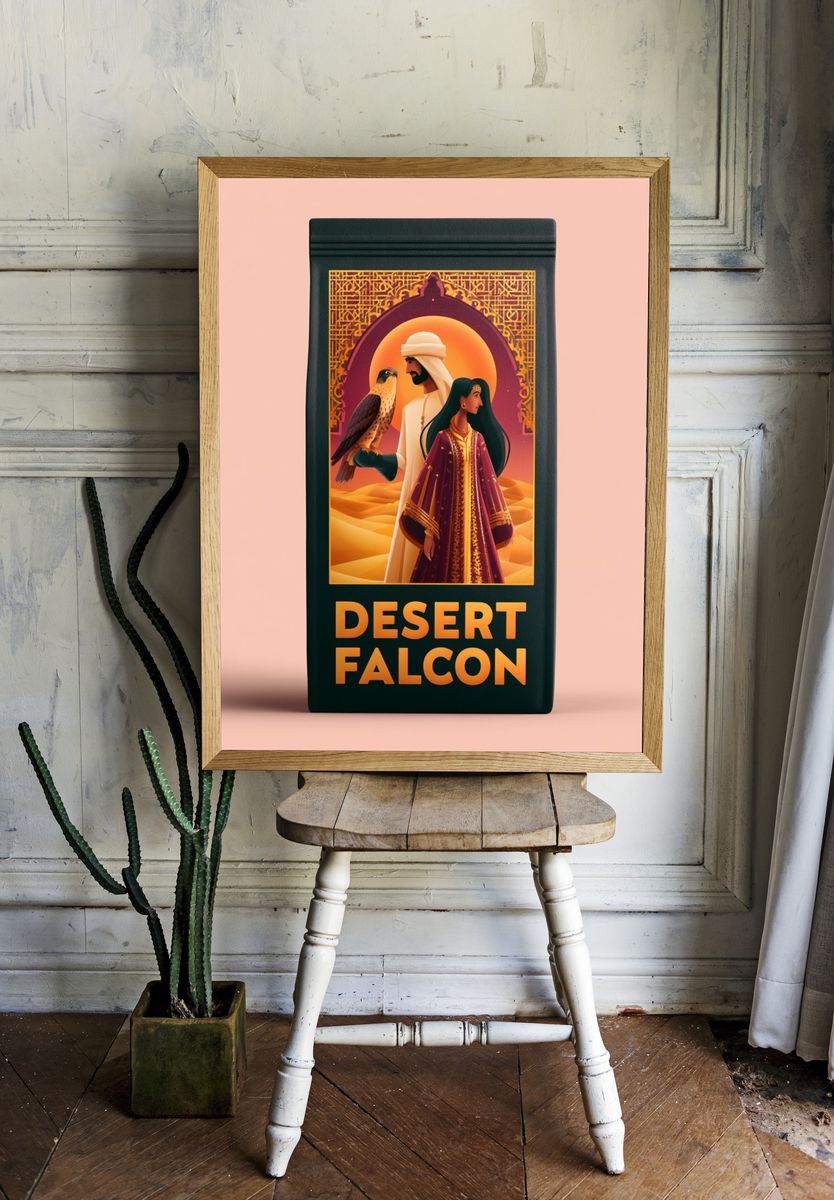 Desert Falcon Illustration Poster. room preview