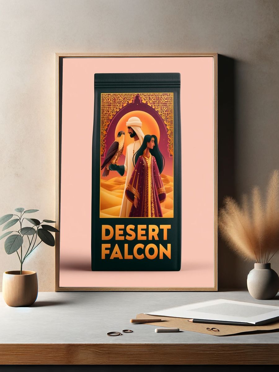 Desert Falcon Illustration Poster. — room view 2