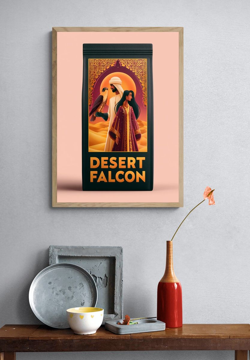 Desert Falcon Illustration Poster. — room view 3