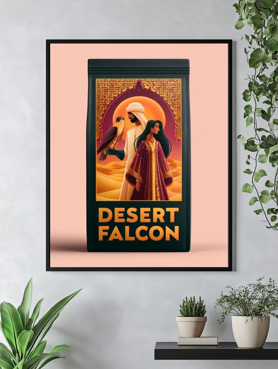 Desert Falcon Illustration Poster. — room view 4