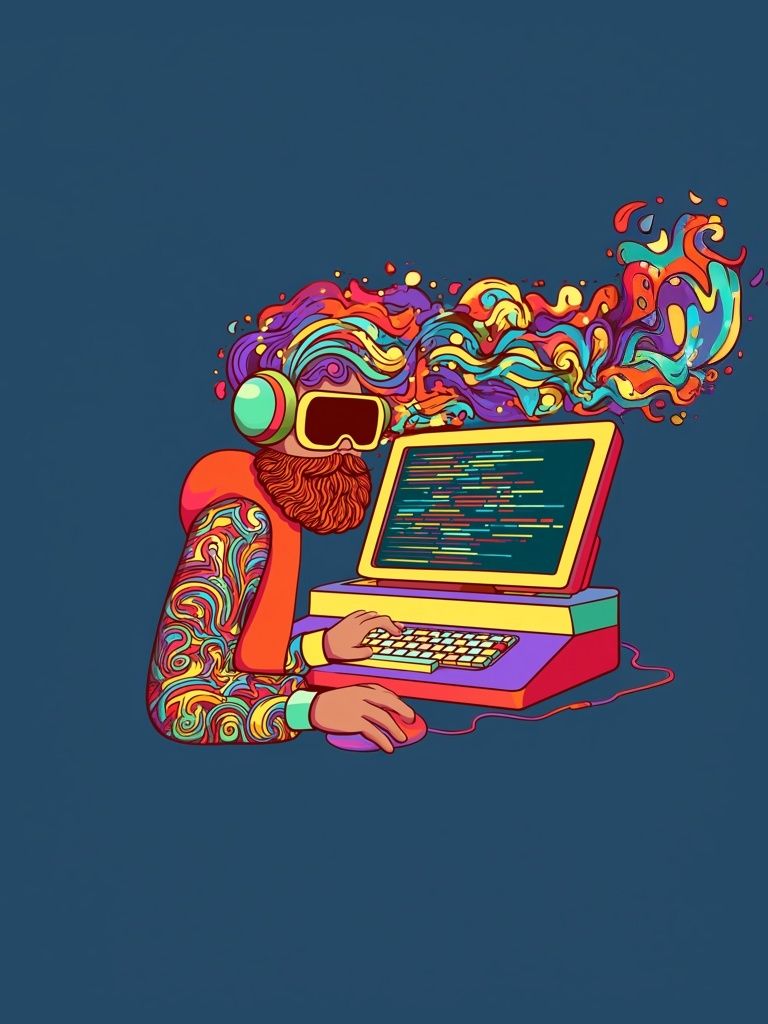 Psychedelic Coder Illustration Poster. poster — illustration art