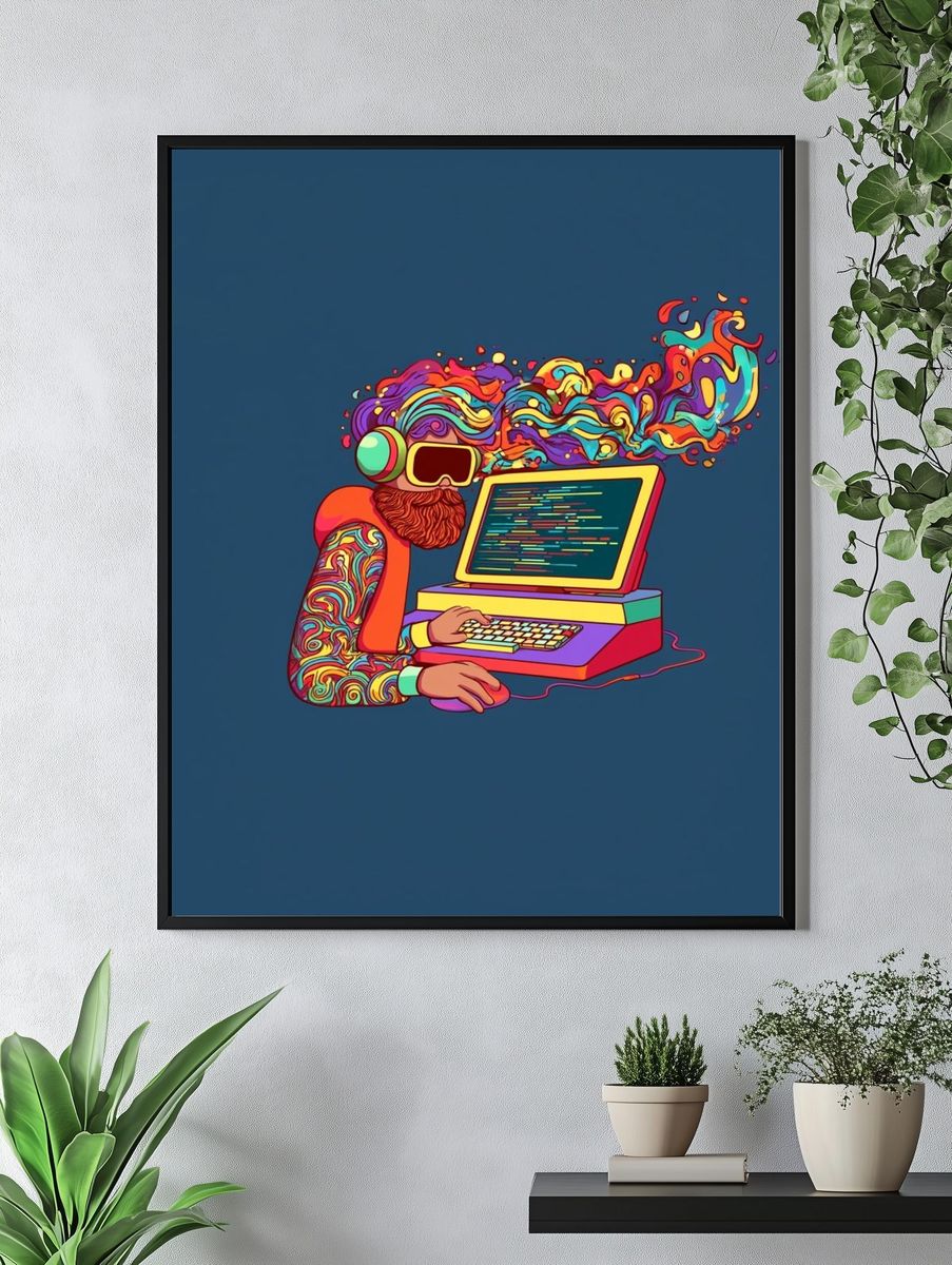 Psychedelic Coder Illustration Poster. — room view 4