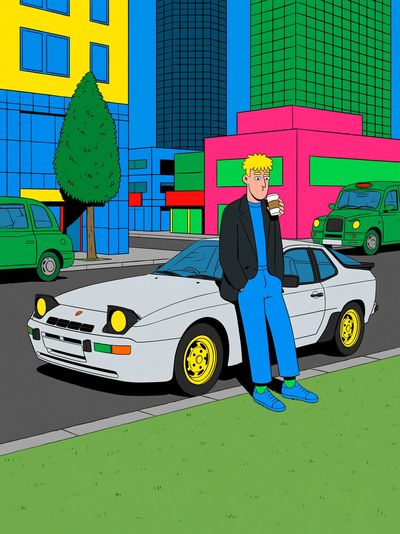 Neon City Street Illustration Poster. poster print