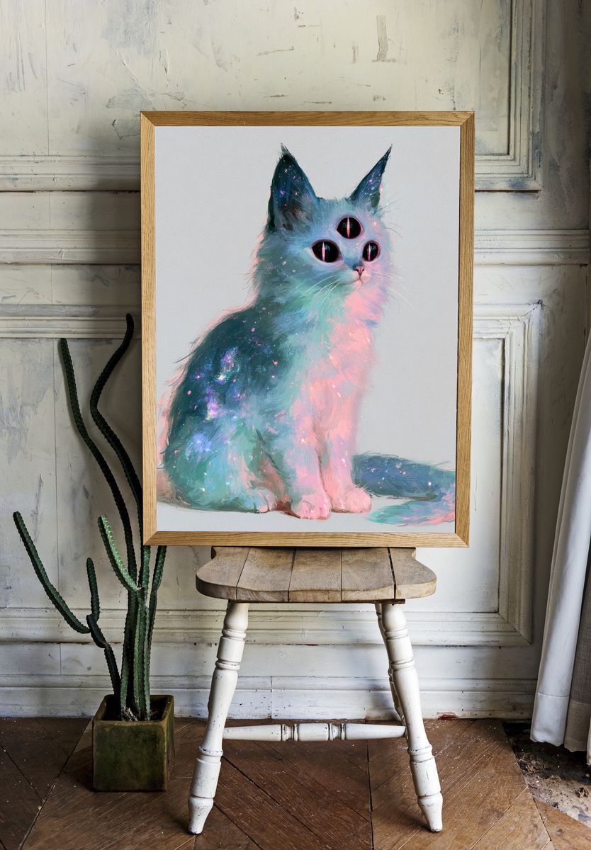 Cosmic Cat Illustration Poster. room preview