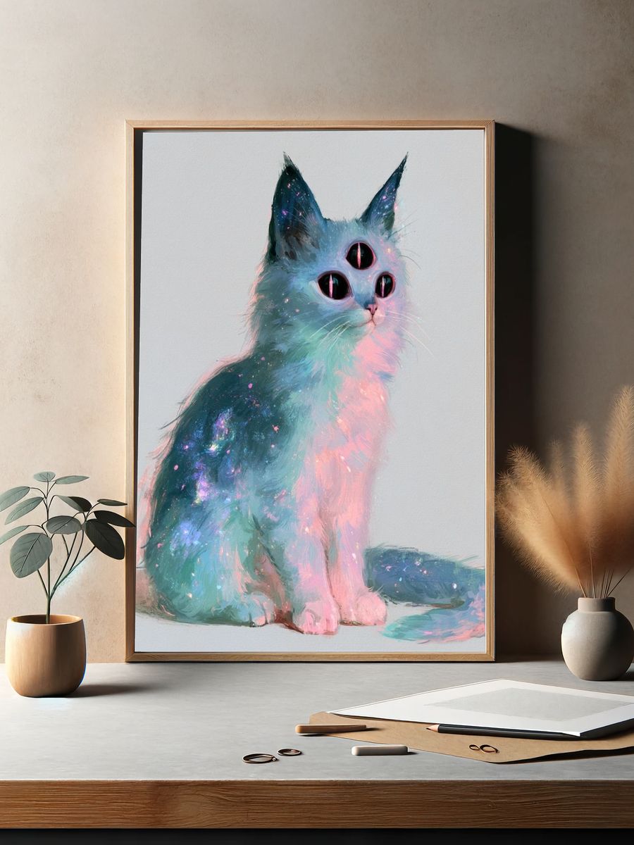 Cosmic Cat Illustration Poster. — room view 2