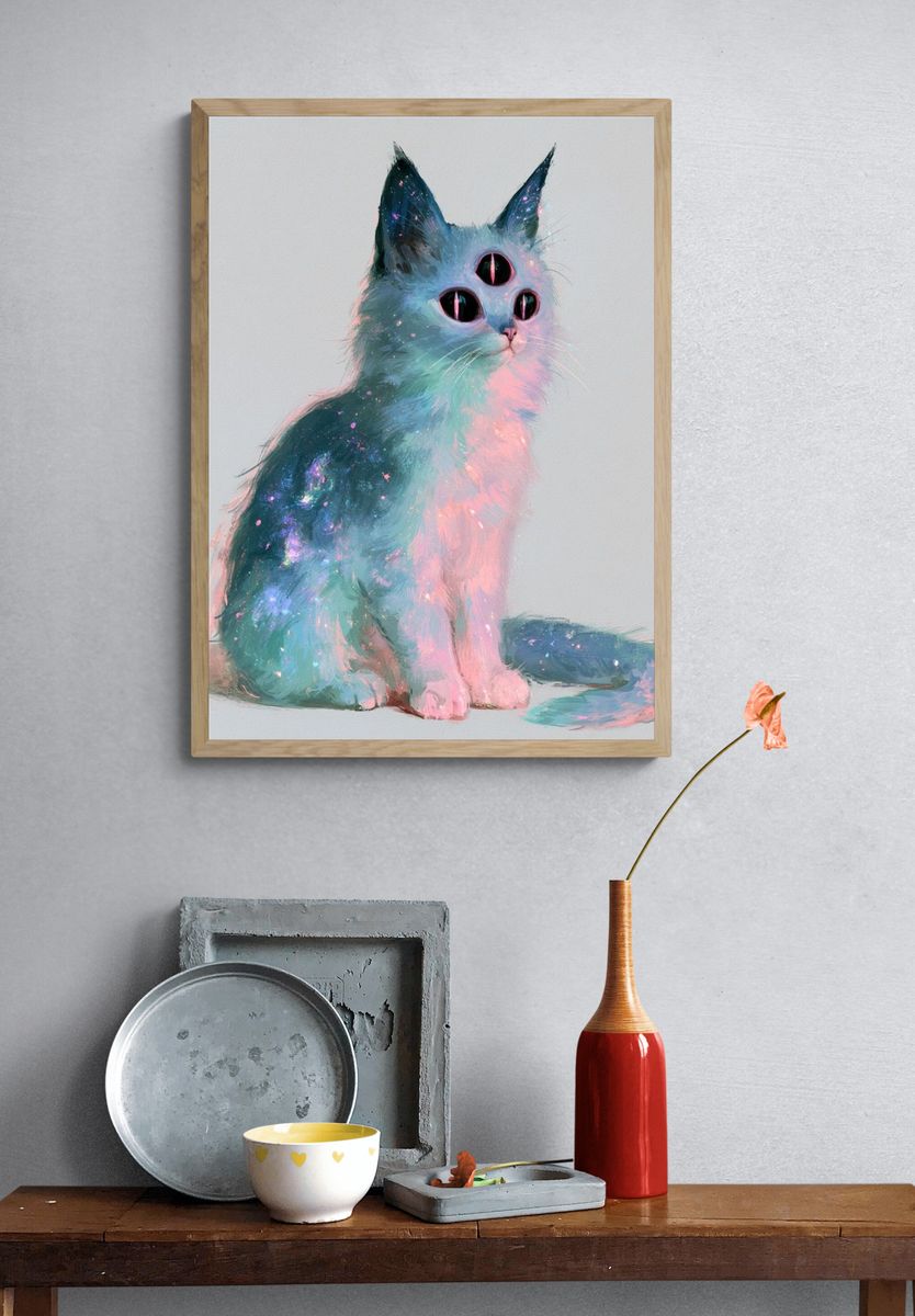Cosmic Cat Illustration Poster. — room view 3