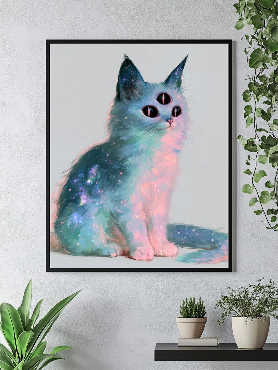 Cosmic Cat Illustration Poster. — room view 4
